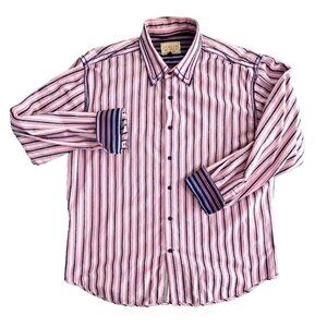 Vintage Italia Reserved Stock Shirt Men's XL Contrast Stitch‎ Red White & Blue